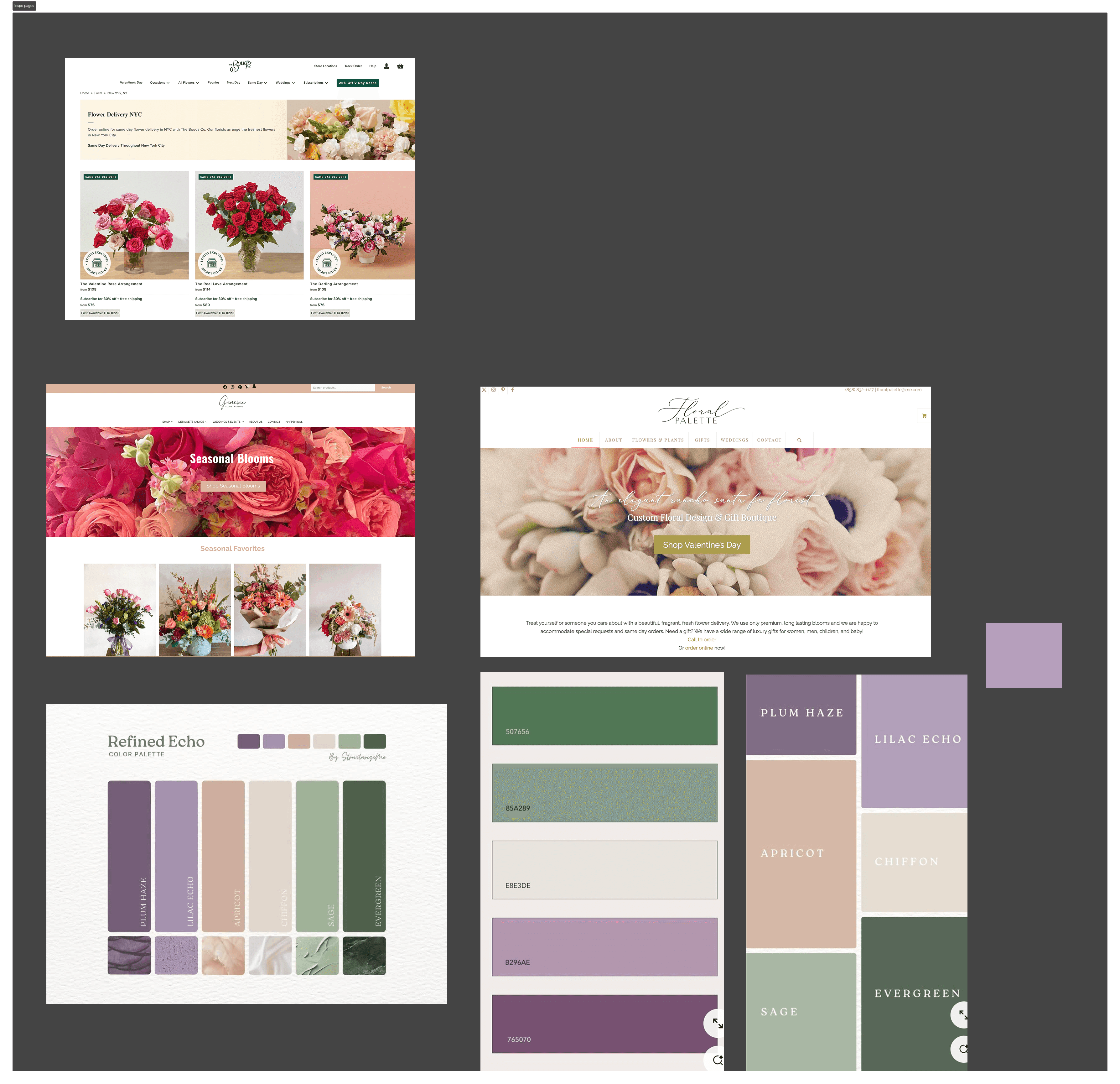 Mood board of warm floral photography