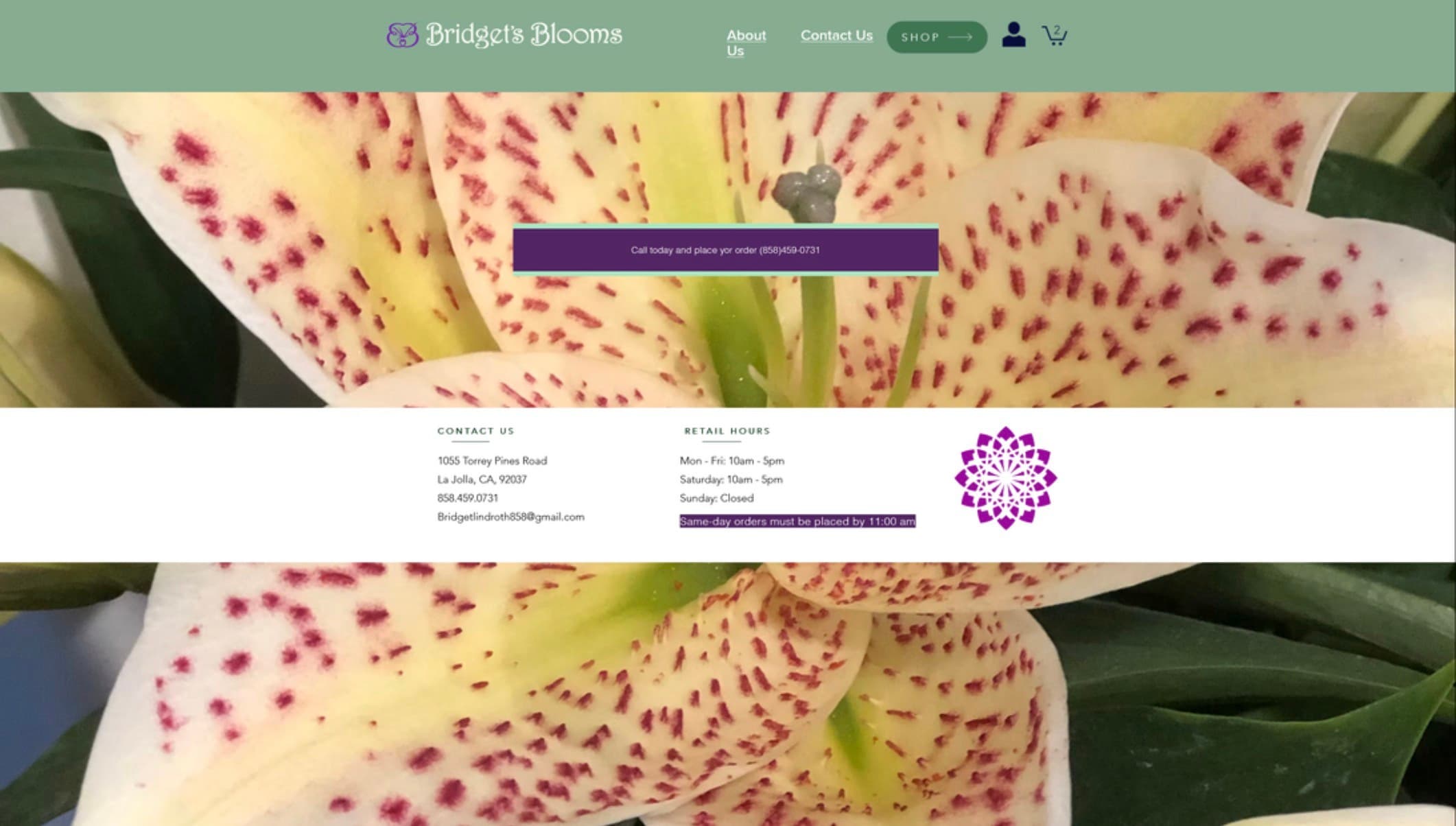 Original site photo of a flower arrangement