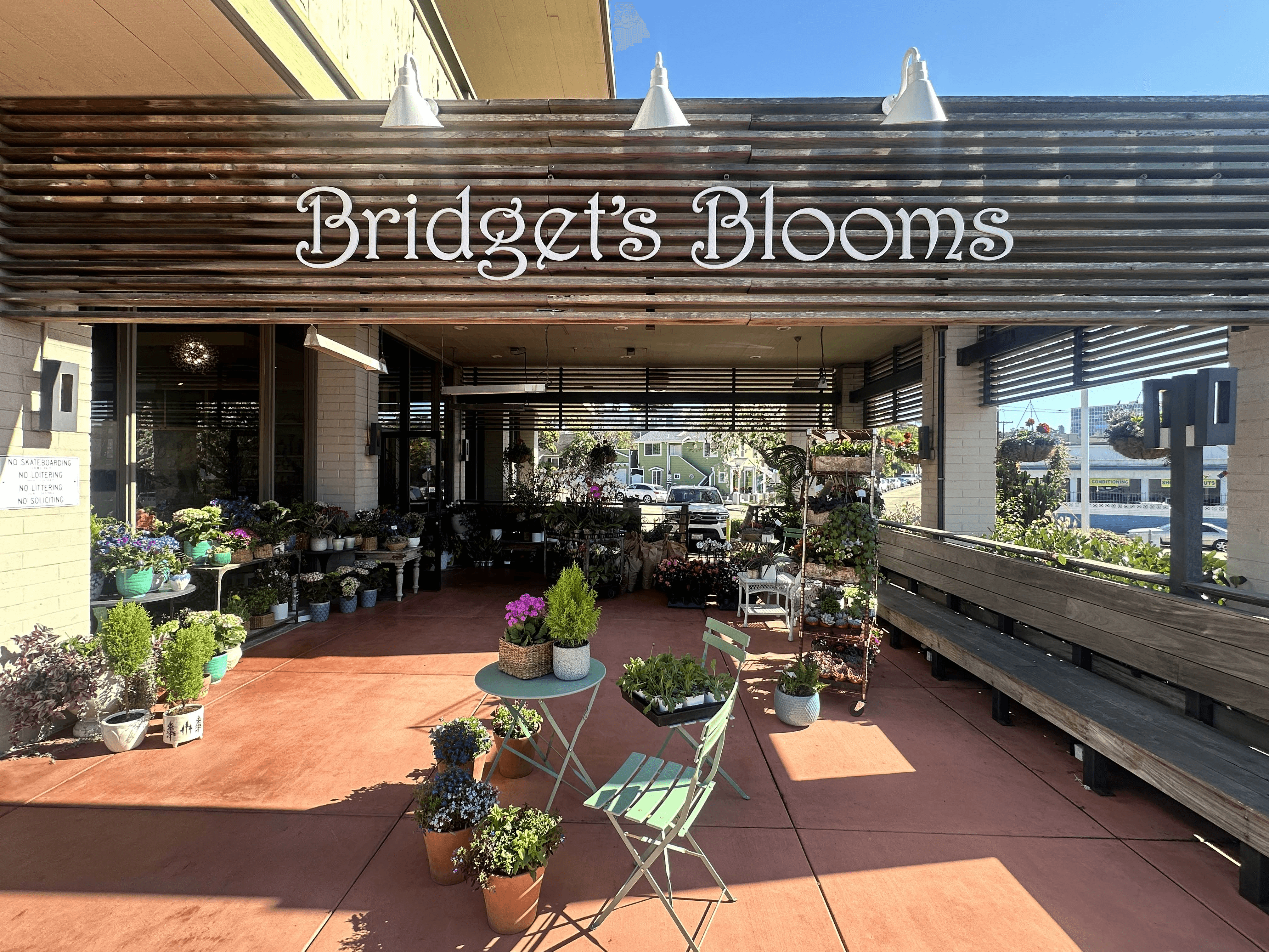The front of Bridget’s flower shop
