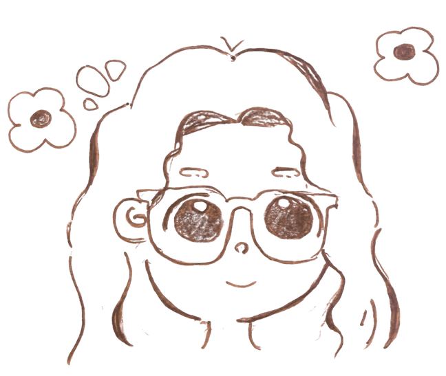 Hand-drawn self-portrait of Camille